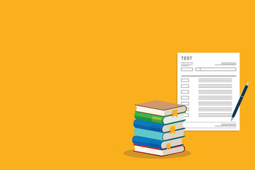 Exam, school test. Examination concept. Vector illustration.