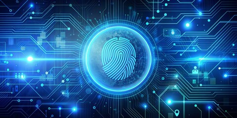 Obraz premium A blue background with a digital fingerprint on it