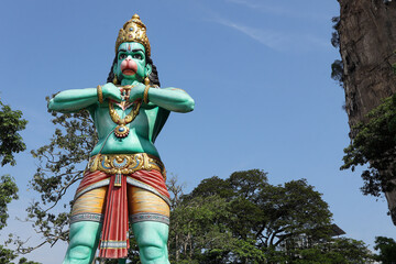 Statue of Lord Hanuman , The Hindu God Hanuman in the Batu Caves near Kuala Lumpur, Malaysia
