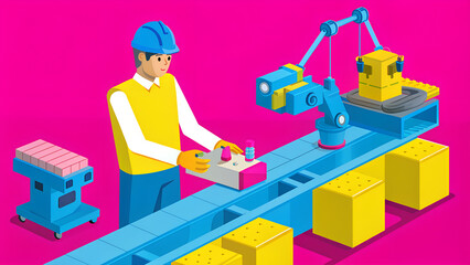 factory worke assembling batteries industrial