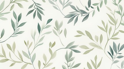 pattern of small green leaves on a light gray background, wallpaper