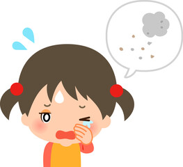 目に砂が入って困っている女の子