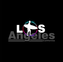 Los Angeles, California ,SURF,  typography. Vector illustration design for fashion, tee, t shirt, poster, print, graphic