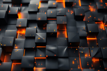 Obraz premium Background pattern for design. Black wall with blocks.