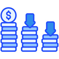 decrease Blue Color Icon