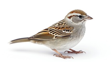 Chipping Sparrow clearly photo on white background , 