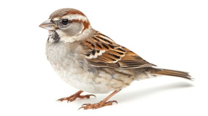 Chipping Sparrow clearly photo on white background , 