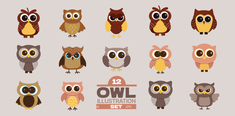 Owl Illustration Set