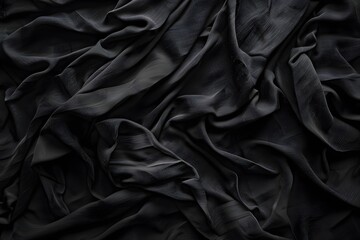 Fototapeta premium Crumpled Black Fabric Texture Background