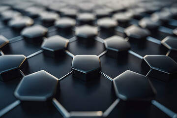 Fototapeta premium graphene molecular grid, graphene atomic structure concept, hexagonal geometric form, nanotechnology background 3d rendering