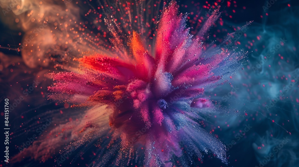 Poster a vibrant explosion of multicolored sparks erupting from a shimmering firework, capturing the fleeti