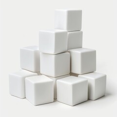 Obraz premium A close-up of white packing cubes arranged in a pyramid shape on a white background
