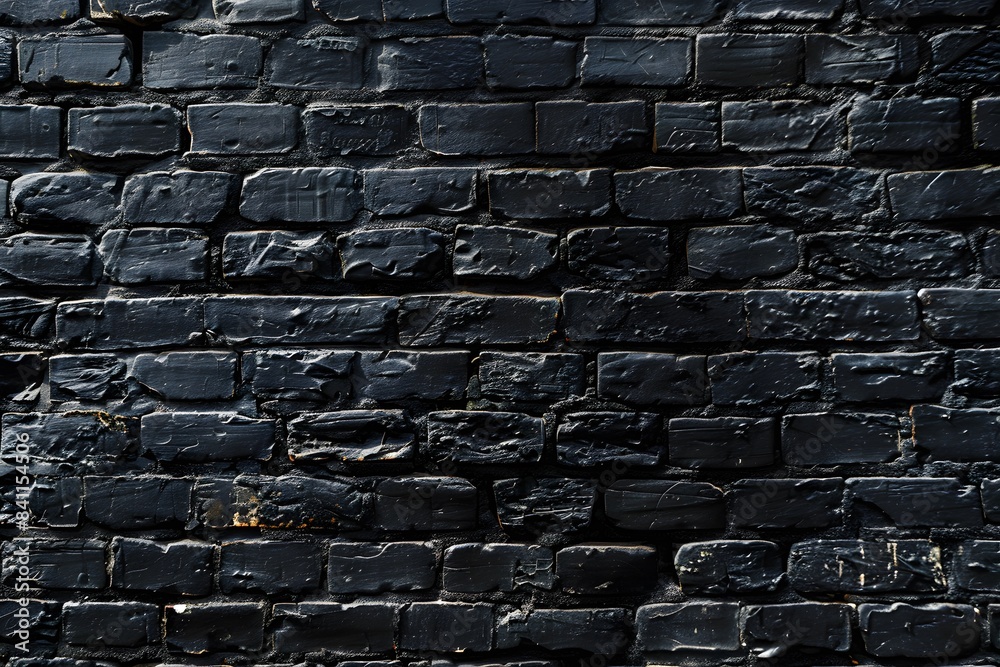 Poster Dark Black Brick Wall Texture Background