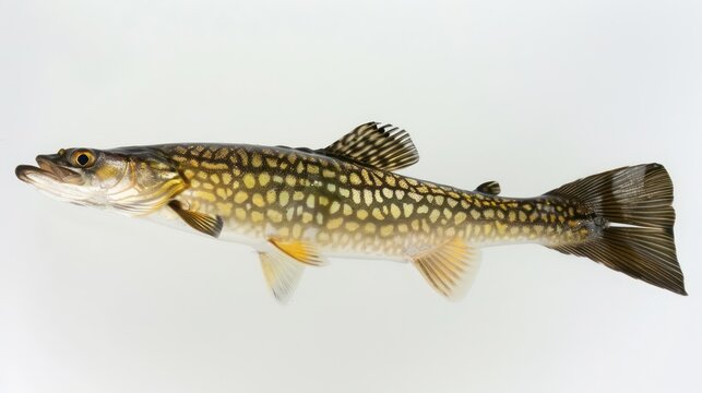 Chain Pickerel clearly photo on white background , 