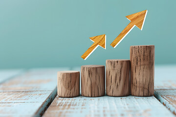 Investment Growth Illustrated by Wooden Blocks