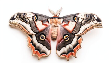 Fototapeta premium Cecropia Moth clearly photo on white background , 