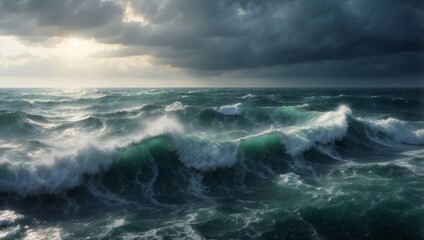 Blurred Stormy Sea A Dynamic D Render of Oceans Powerful Turbulence.