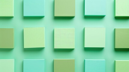 Disagreement themed squares on a light green surface viewed from above
