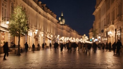 Timeless Beauty Historical City Center Illuminated by Warm Ambient Light and Long Exposure.