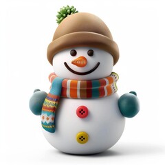 Snowman Emoji 3D Icon Design a snowman emoji wearing a scarf and hat in cheerful colors, AI Generative