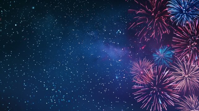 Fireworks Display in the Night Sky, Generative AI
