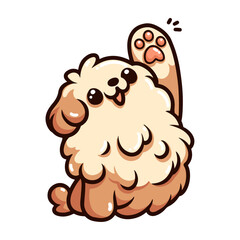 A cute dog raising its legs to say hello in a charming vector illustration. Perfect flat art design isolated on a white background, ideal for creative projects.