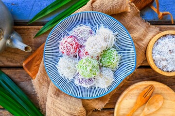 Thai coconut balls, thai called kanom tom, thai  traditional dessert