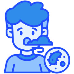 Man with bad breath Blue Color Icon