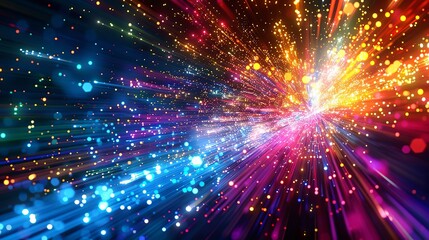 Obraz premium Colorful burst of light with bokeh and sparkles