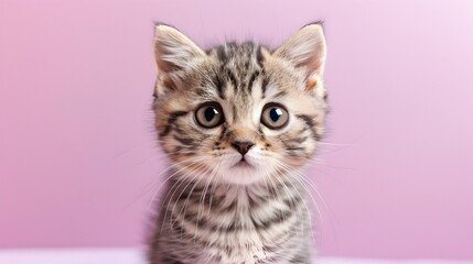Adorable Scottish Fold Kitten Posing on Lavender Background
