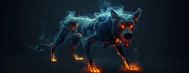 Ghostly canine figure seen from a high perspective