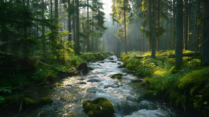 Obraz premium stream in a forest