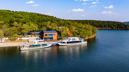 Fototapeta premium The scenery of Jingyuetan National Forest Park, Changchun, China in early summer