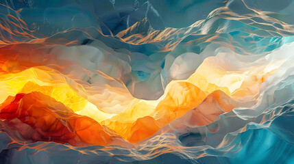 Abstract ice and amber cave background