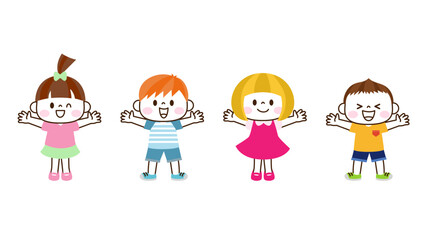 両手を広げて並ぶこどもたち