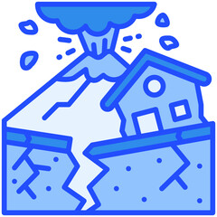 volcano Natural Disaster Blue Color Icon