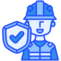 Worker Insurance Blue Color Icon