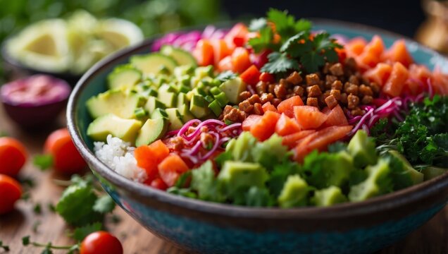 Nourishing Vegan Poke Bowl A Colorful and Tasty Alternative to Traditional Seafood.