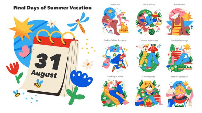 Final Days Summer Vacation. Flat Vector Illustration - Powered by Adobe