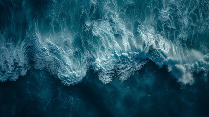 Fototapeta premium Aerial photography ocean swell sea ripple water nature waves detail texture background wallpaper