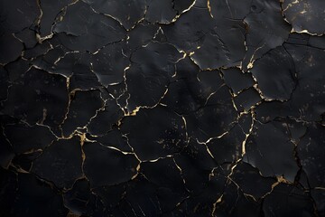 Dark Black Background with Golden Cracks