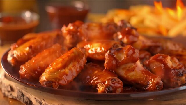 Indulge in the Fast Food Favorite: Succulent Broasted Chicken Wings. Concept Fried Chicken Wings, Broasted Chicken, Game Day Snacks, Party Appetizers, Comfort Food