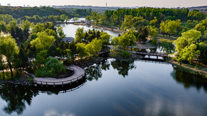The scenery of Jingyuetan National Forest Park, Changchun, China in early summer