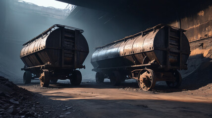 Ghostly Remains: Old Coal Carts and Dark, Echoing Chambers, Generative AI