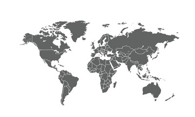 World map isolated on white background. for website layouts, reports, annual infographics, world,travel around the world, map silhouette backdrop.