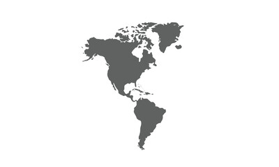 North and South America isolated on white background. for website layouts, reports, annual infographics, world,travel around the world, map silhouette backdrop.