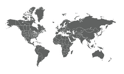 World map isolated on white background. for website layouts, reports, annual infographics, world,travel around the world, map silhouette backdrop.