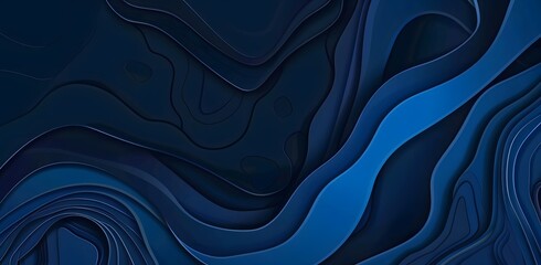Fototapeta premium Abstract Dark Blue Papercut Background