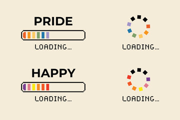 Fototapeta premium Pixel art 8-bit loading bar pride concept