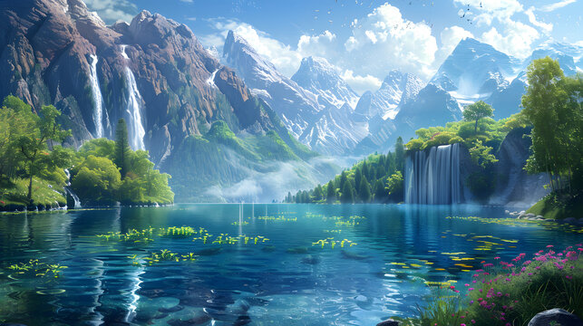 Fototapeta Beautiful 3D Nature and landscape wallpaper